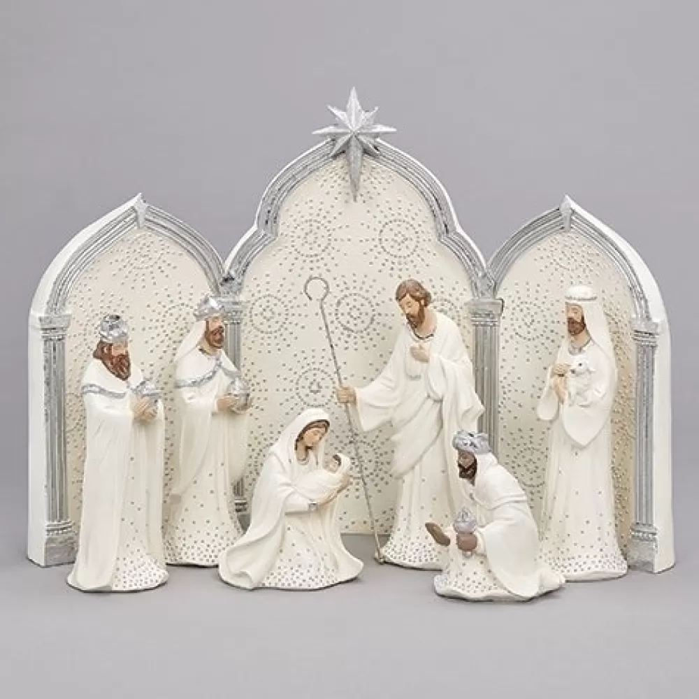 The Spirit of Christmas Nativities>9pcs Set Silver Nativity