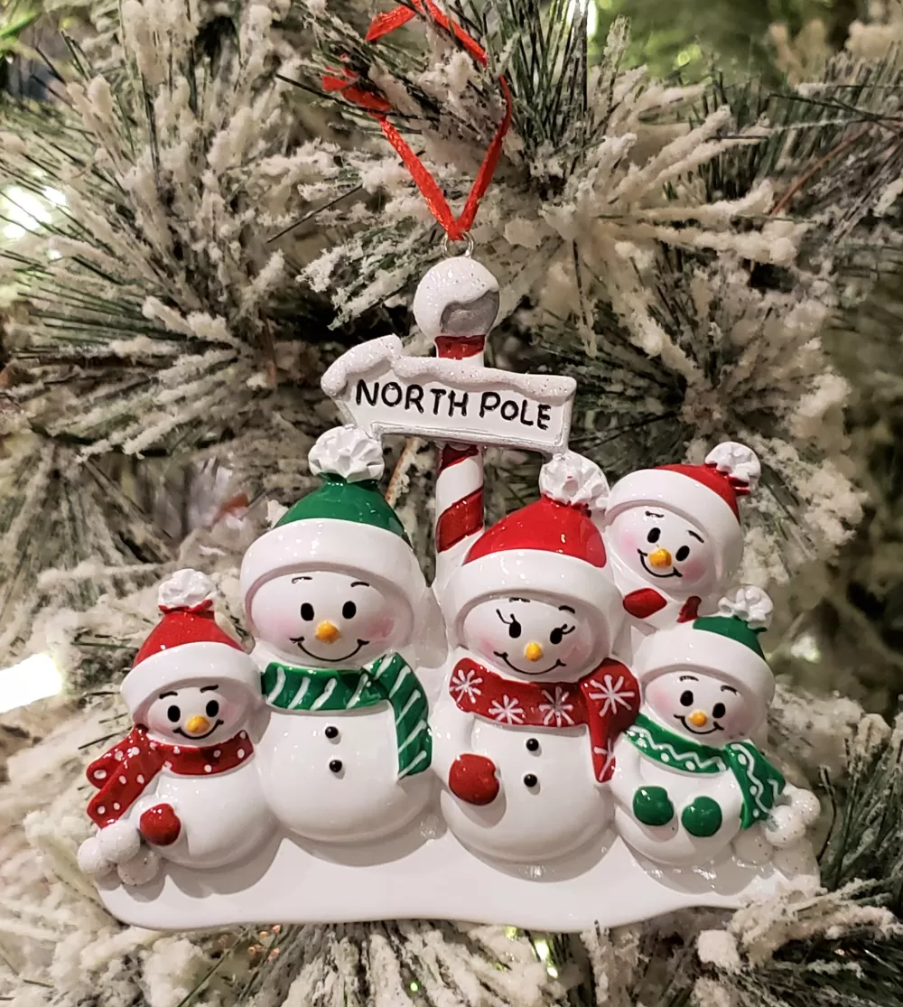 The Spirit of Christmas Personalization>North Pole Ornament Family Of 5 Personalized Ornament